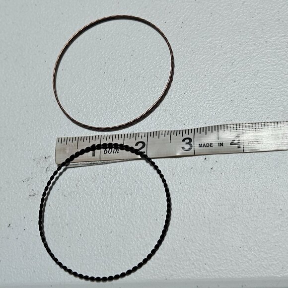 Retro Mixed Metal Thin Bangle Bracelets Textured 80s 90s Fashion Set Of 5 Women - Picture 4 of 6